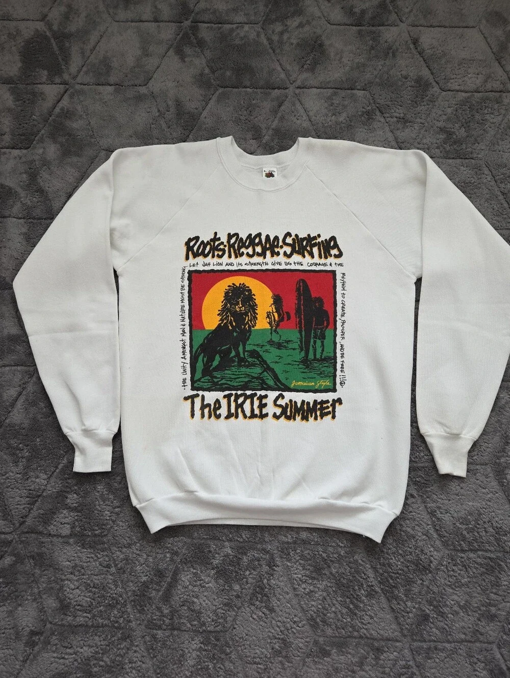 90s Roots Reggae Surfing Crewneck Sweatshirt 'The IRIE Summer' XL Grunge Beach